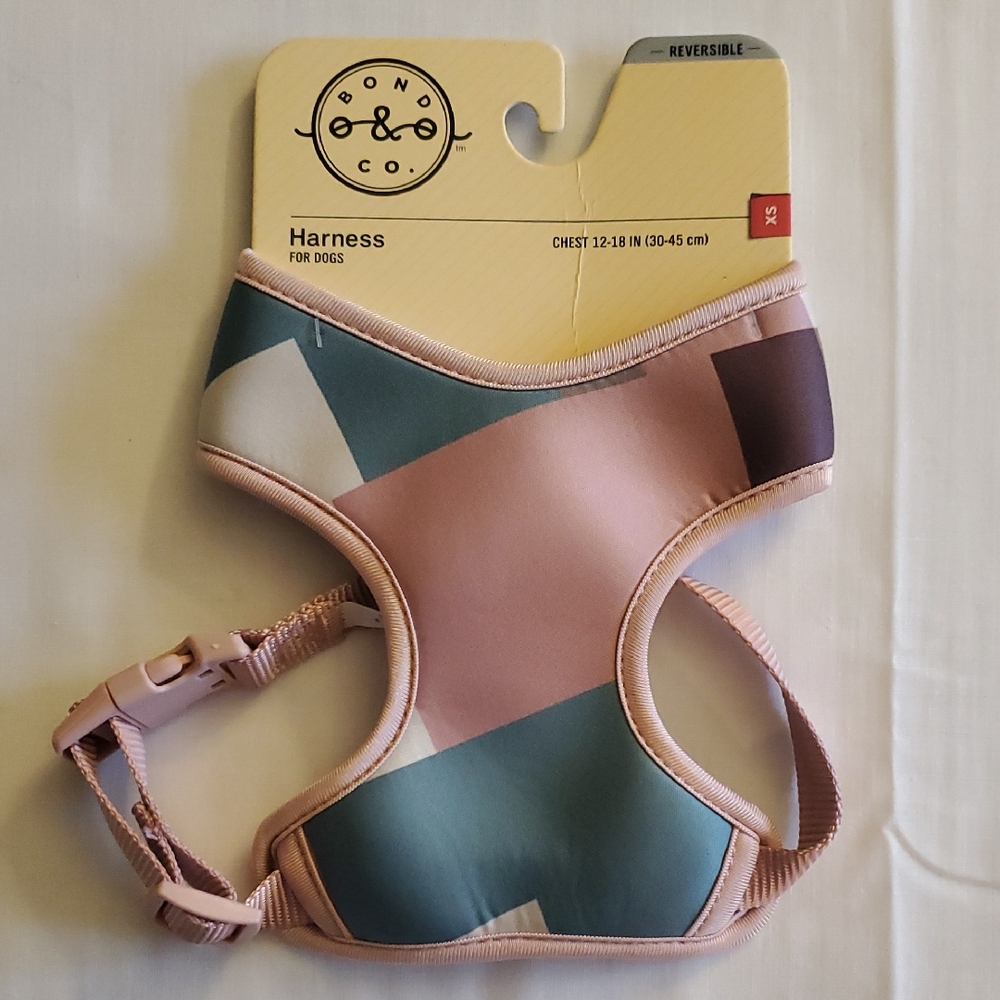 Bond & Co. Reversible Pastel Geometric Dog Harness Size XS